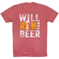 Running Short Sleeve T- Shirt - Will Run For Beer -goneforarun Sales 2023 tr 43266 MAUVE FLAT