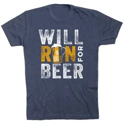 Running Short Sleeve T- Shirt - Will Run For Beer -goneforarun Sales 2023 tr 43266 NAVY FLAT
