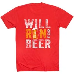 Running Short Sleeve T- Shirt - Will Run For Beer -goneforarun Sales 2023 tr 43266 RED FLAT