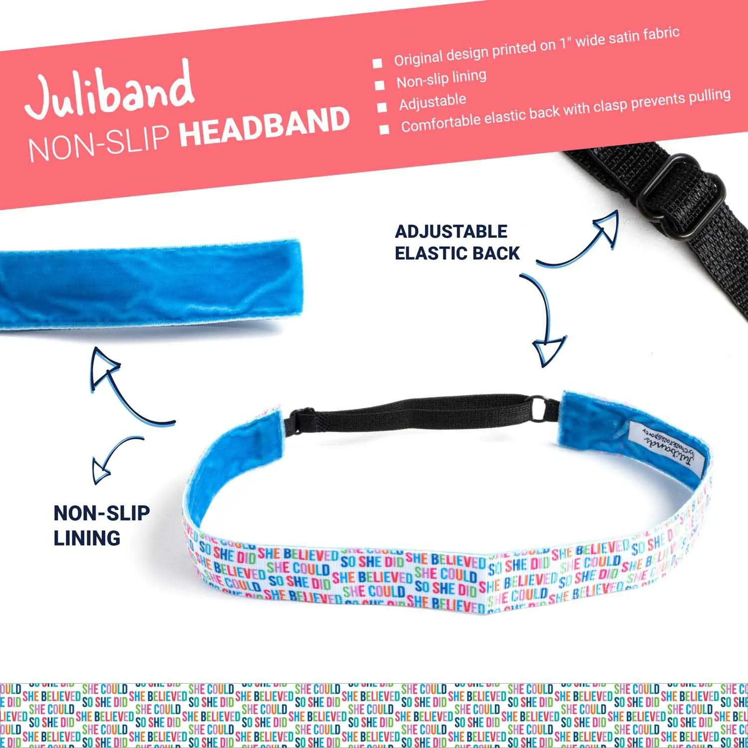 Athletic Juliband Non-Slip Headband - She Believed She Could 4 Athletic Juliband Non-Slip Headband - She Believed She Could - Image 2