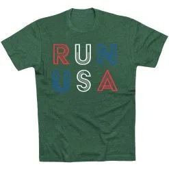 Running Short Sleeve T-Shirt - Run USA -goneforarun Sales 2023 tr 43430 FORESTGREEN FLAT