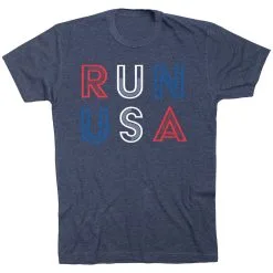 Running Short Sleeve T-Shirt - Run USA -goneforarun Sales 2023 tr 43430 NAVY FLAT