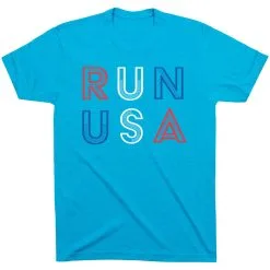 Running Short Sleeve T-Shirt - Run USA -goneforarun Sales 2023 tr 43430 TURQUOISE FLAT