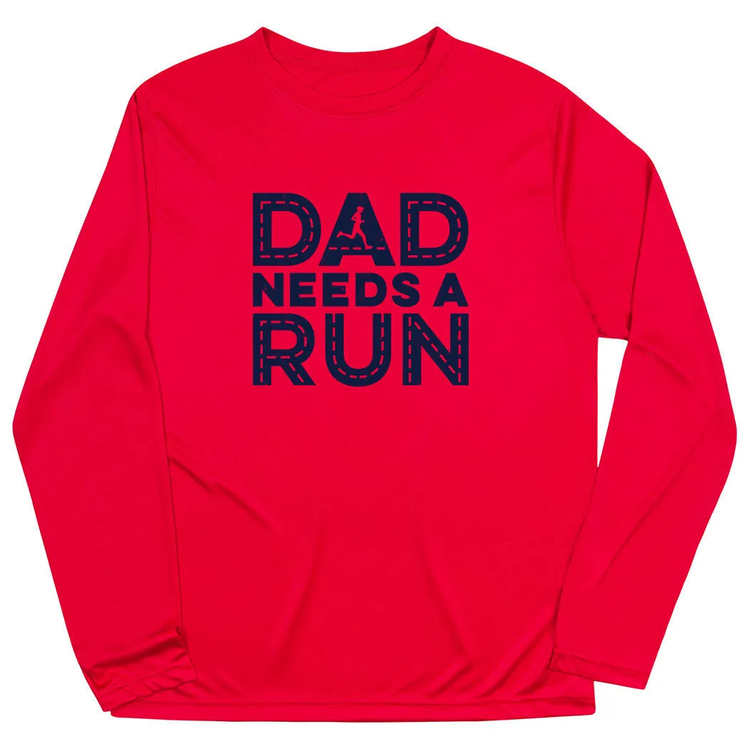 Men's Running Long Sleeve Performance Tee - Dad Needs A Run 9 Men's Running Long Sleeve Performance Tee - Dad Needs A Run - Image 7