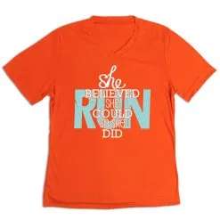 Women's Short Sleeve Tech Tee - She Believed She Could So She Did -goneforarun Sales 2023 tr 43470 ORANGE MAIN
