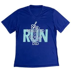 Women's Short Sleeve Tech Tee - She Believed She Could So She Did -goneforarun Sales 2023 tr 43470 ROYAL MAIN
