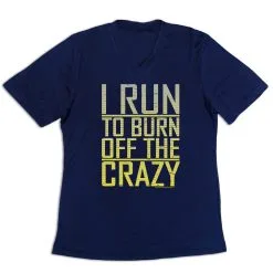 Women's Short Sleeve Tech Tee - I Run To Burn Off The Crazy -goneforarun Sales 2023 tr 43476 NAVY MAIN