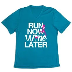 Women's Short Sleeve Tech Tee - Run Now Wine Later (Bold) -goneforarun Sales 2023 tr 43480 LIGHTBLUE MAIN