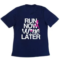 Women's Short Sleeve Tech Tee - Run Now Wine Later (Bold) -goneforarun Sales 2023 tr 43480 NAVY MAIN