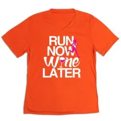 Women's Short Sleeve Tech Tee - Run Now Wine Later (Bold) -goneforarun Sales 2023 tr 43480 ORANGE MAIN