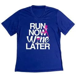 Women's Short Sleeve Tech Tee - Run Now Wine Later (Bold) -goneforarun Sales 2023 tr 43480 ROYAL MAIN
