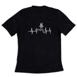 Women's Short Sleeve Tech Tee - Heart Beat Female Runner -goneforarun Sales 2023 tr 43483 BLACK MAIN