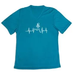 Women's Short Sleeve Tech Tee - Heart Beat Female Runner -goneforarun Sales 2023 tr 43483 LIGHTBLUE MAIN