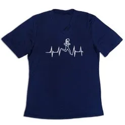 Women's Short Sleeve Tech Tee - Heart Beat Female Runner -goneforarun Sales 2023 tr 43483 NAVY MAIN