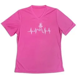 Women's Short Sleeve Tech Tee - Heart Beat Female Runner -goneforarun Sales 2023 tr 43483 PINK MAIN