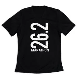 Women's Short Sleeve Tech Tee - 26.2 Marathon Vertical -goneforarun Sales 2023 tr 43487 BLACK MAIN
