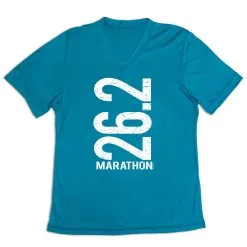 Women's Short Sleeve Tech Tee - 26.2 Marathon Vertical -goneforarun Sales 2023 tr 43487 LIGHTBLUE MAIN