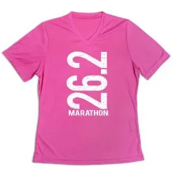 Women's Short Sleeve Tech Tee - 26.2 Marathon Vertical -goneforarun Sales 2023 tr 43487 PINK MAIN