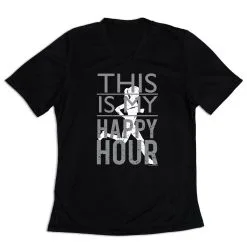 Women's Short Sleeve Tech Tee - This Is My Happy Hour -goneforarun Sales 2023 tr 43490 BLACK MAIN