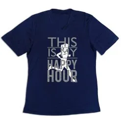 Women's Short Sleeve Tech Tee - This Is My Happy Hour -goneforarun Sales 2023 tr 43490 NAVY MAIN