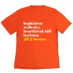 Women's Short Sleeve Tech Tee - Run Mantra - Boston -goneforarun Sales 2023 tr 43518 ORANGE MAIN