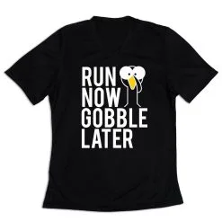 Women's Short Sleeve Tech Tee - Run Now Gobble Later (Bold) -goneforarun Sales 2023 tr 43529 BLACK MAIN
