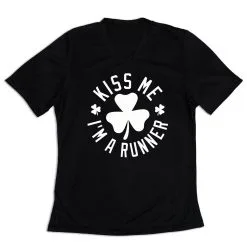 Women's Short Sleeve Tech Tee - Kiss Me I Am A Runner Shamrock -goneforarun Sales 2023 tr 43534 BLACK MAIN