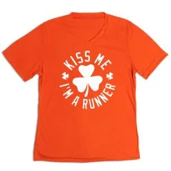 Women's Short Sleeve Tech Tee - Kiss Me I Am A Runner Shamrock -goneforarun Sales 2023 tr 43534 ORANGE MAIN