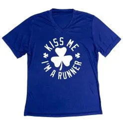 Women's Short Sleeve Tech Tee - Kiss Me I Am A Runner Shamrock -goneforarun Sales 2023 tr 43534 ROYAL MAIN