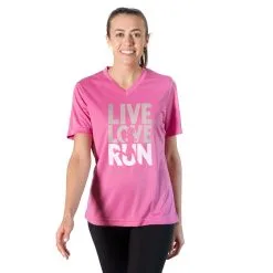 Women's Short Sleeve Tech Tee - Live Love Run Silhouette -goneforarun Sales 2023 tr 43535 PINK MODEL