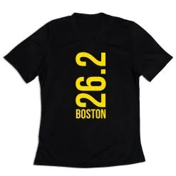 Women's Short Sleeve Tech Tee - Boston 26.2 Vertical -goneforarun Sales 2023 tr 43541 BLACK MAIN