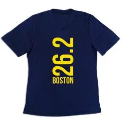 Women's Short Sleeve Tech Tee - Boston 26.2 Vertical -goneforarun Sales 2023 tr 43541 NAVY MAIN