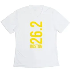 Women's Short Sleeve Tech Tee - Boston 26.2 Vertical -goneforarun Sales 2023 tr 43541 WHITE MAIN