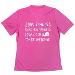 Women's Short Sleeve Tech Tee - Slow Runners 18 Women's Short Sleeve Tech Tee - Slow Runners -goneforarun Sales 2023 tr 43542 PINK MAIN