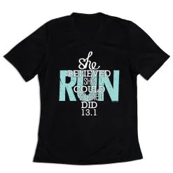 Women's Short Sleeve Tech Tee - She Believed She Could So She Did 13.1 -goneforarun Sales 2023 tr 43546 BLACK MAIN