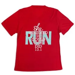Women's Short Sleeve Tech Tee - She Believed She Could So She Did 13.1 -goneforarun Sales 2023 tr 43546 RED MAIN