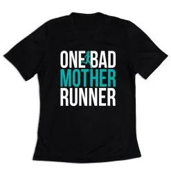 Women's Short Sleeve Tech Tee - One Bad Mother Runner (Bold) -goneforarun Sales 2023 tr 43556 BLACK MAIN