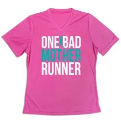 Women's Short Sleeve Tech Tee - One Bad Mother Runner (Bold) -goneforarun Sales 2023 tr 43556 PINK MAIN