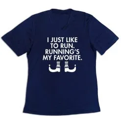 Women's Short Sleeve Tech Tee - Running's My Favorite (Simple) -goneforarun Sales 2023 tr 43564 NAVY MAIN