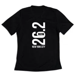 Women's Short Sleeve Tech Tee - New York City 26.2 Vertical -goneforarun Sales 2023 tr 43565 BLACK MAIN