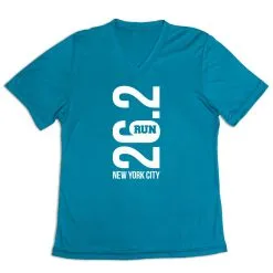 Women's Short Sleeve Tech Tee - New York City 26.2 Vertical -goneforarun Sales 2023 tr 43565 LIGHTBLUE MAIN