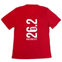 Women's Short Sleeve Tech Tee - New York City 26.2 Vertical -goneforarun Sales 2023 tr 43565 RED MAIN
