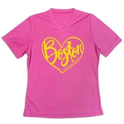 Women's Short Sleeve Tech Tee - Love The Run Boston 26.2 -goneforarun Sales 2023 tr 43570 PINK MAIN