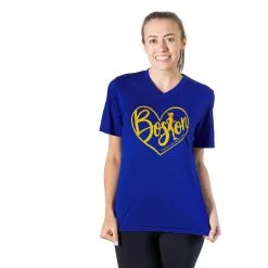 Women's Short Sleeve Tech Tee - Love The Run Boston 26.2 -goneforarun Sales 2023 tr 43570 ROYAL MODEL