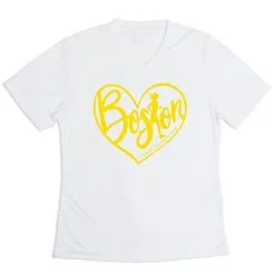 Women's Short Sleeve Tech Tee - Love The Run Boston 26.2 -goneforarun Sales 2023 tr 43570 WHITE MAIN