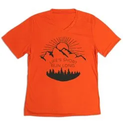 Women's Short Sleeve Tech Tee - Life's Short Run Long (Mountains) -goneforarun Sales 2023 tr 43578 ORANGE MAIN