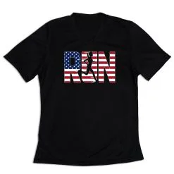 Women's Short Sleeve Tech Tee - Run Girl USA -goneforarun Sales 2023 tr 43581 BLACK MAIN