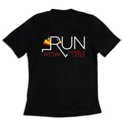 Women's Short Sleeve Tech Tee - Let's Run Now Gobble Later