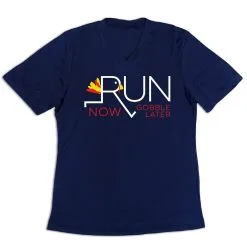 Women's Short Sleeve Tech Tee - Let's Run Now Gobble Later -goneforarun Sales 2023 tr 43585 NAVY MAIN