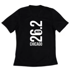 Women's Short Sleeve Tech Tee - Chicago 26.2 Vertical -goneforarun Sales 2023 tr 43592 BLACK MAIN